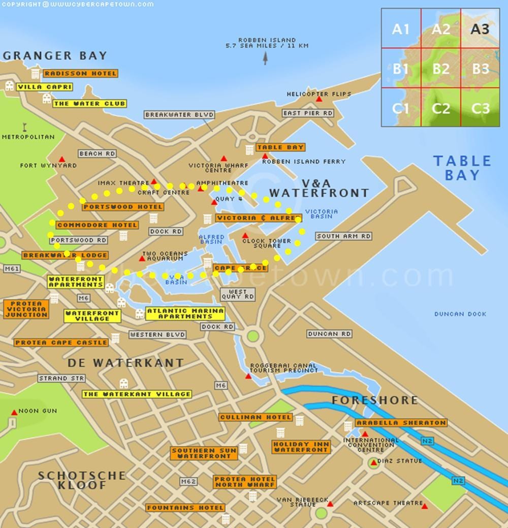 v&a المائية كيب تاون خريطة