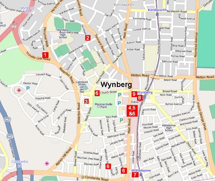  خريطة wynberg كيب تاون