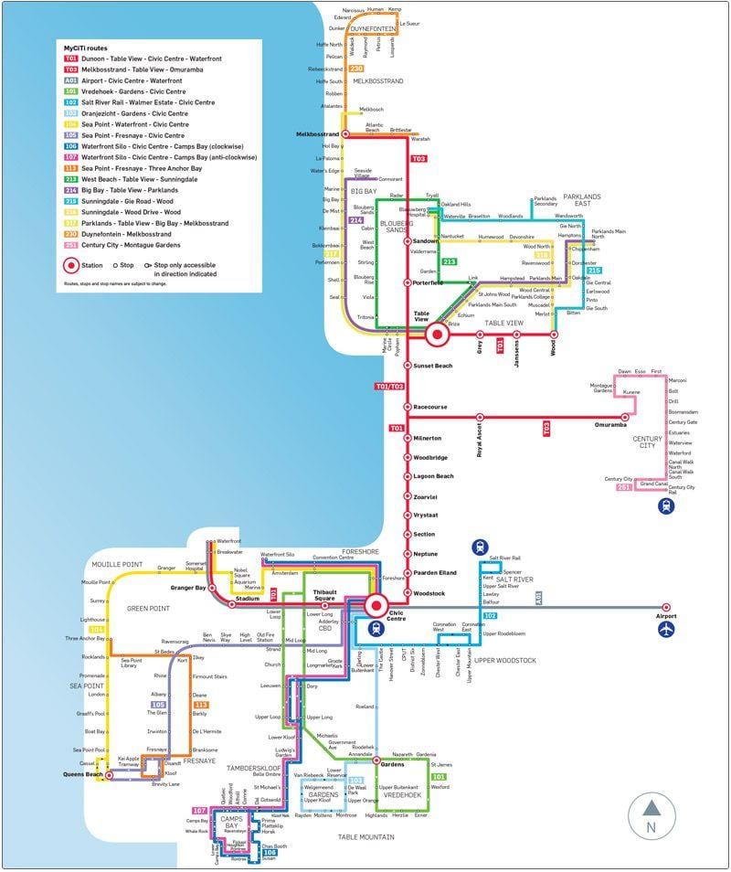 myciti حافلة خريطة الطريق ، 