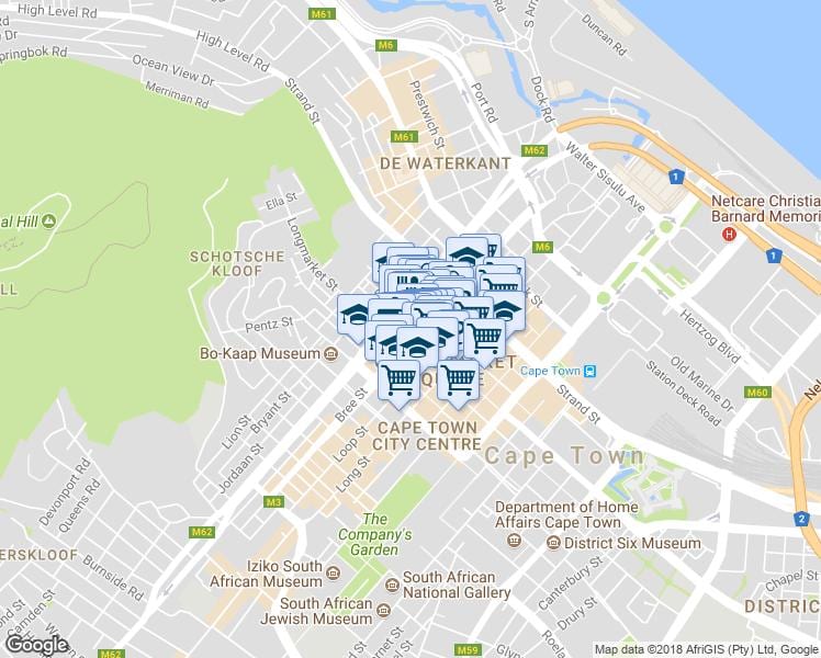 خريطة shortmarket شارع كيب تاون