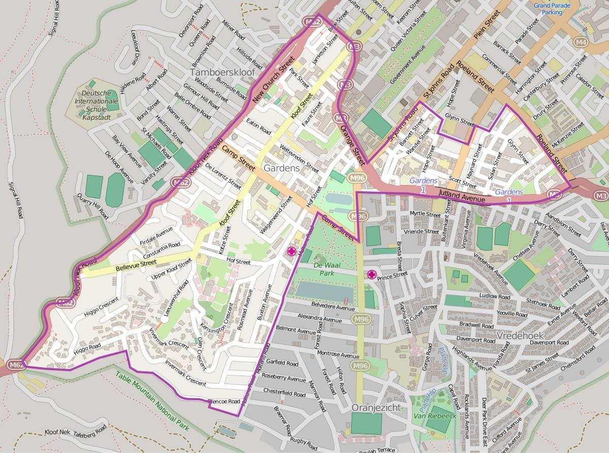 خريطة tamboerskloof كيب تاون