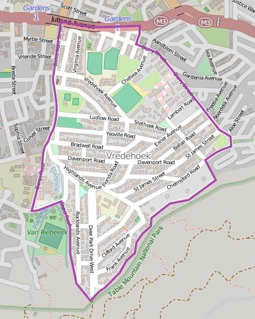 خريطة vredehoek كيب تاون
